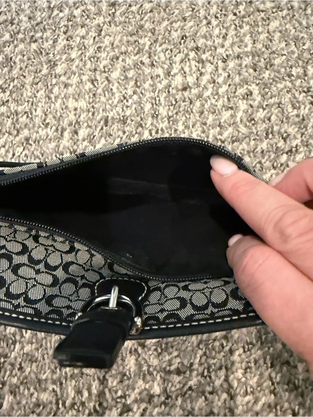 Coach Gray/Black Signature Canvas Wristlet with Buckle Detail - Picture 5 of 5